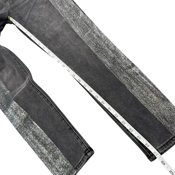 7 For All Mankind High-Waist Ankle Skinny Jeans in Metallic Glitter Tux Size 26 - Picture 5 of 9